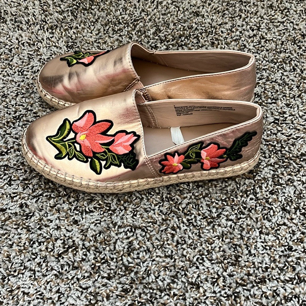 Rose Gold Floral Espadrilles